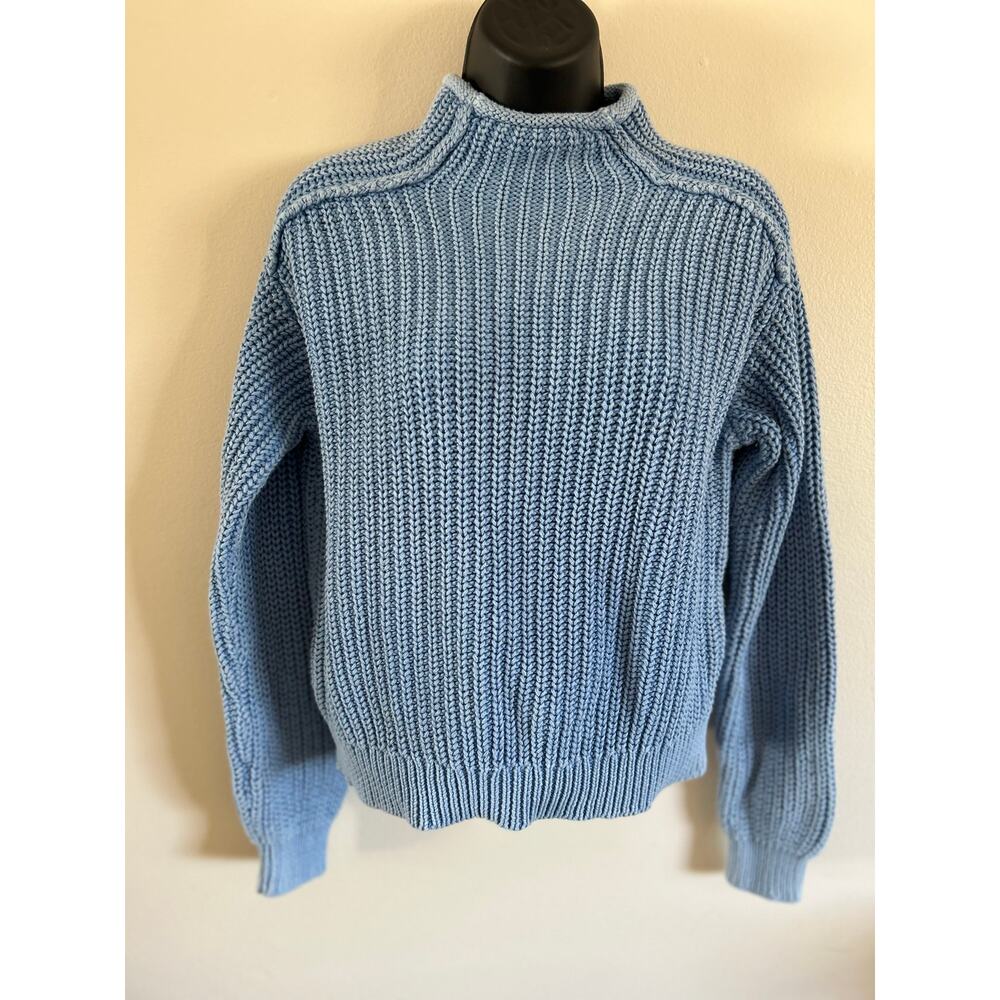 Z Supply Blue Ribbed Mock Neck Cotton Sweater Women's XS
